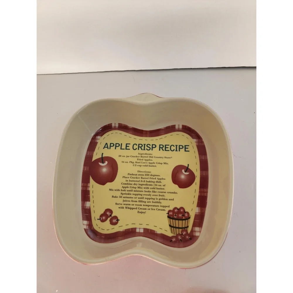 Cracker Barrel Sweet As Pie Apple Crisp Recipe Ceramic Cobbler Baker w Box